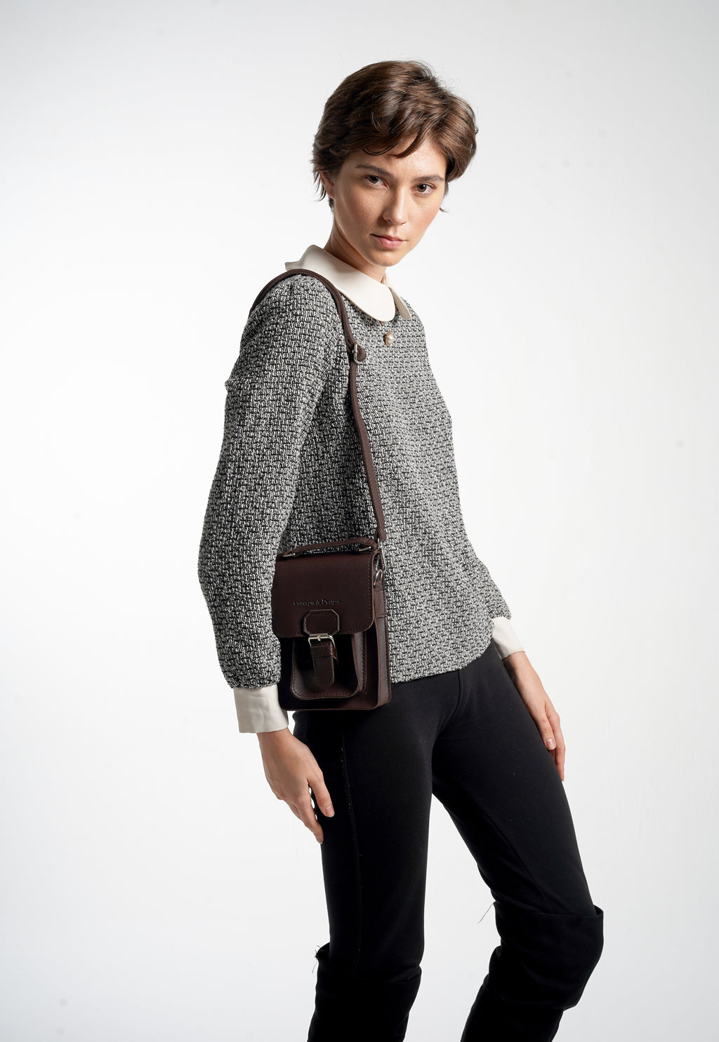 Athens Mini Phone Sling Bag Dark Brown