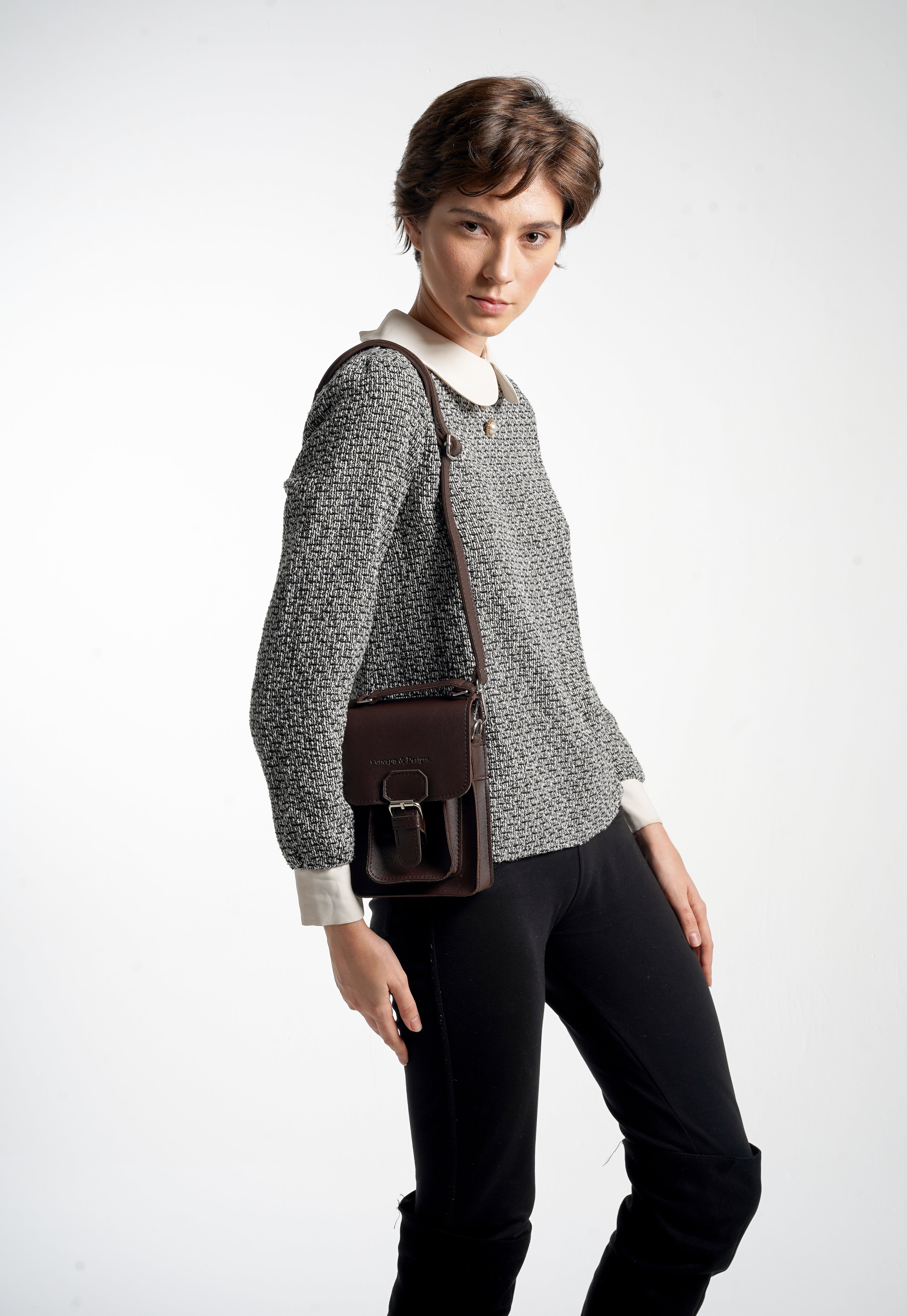 Athens Mini Phone Sling Bag Dark Brown