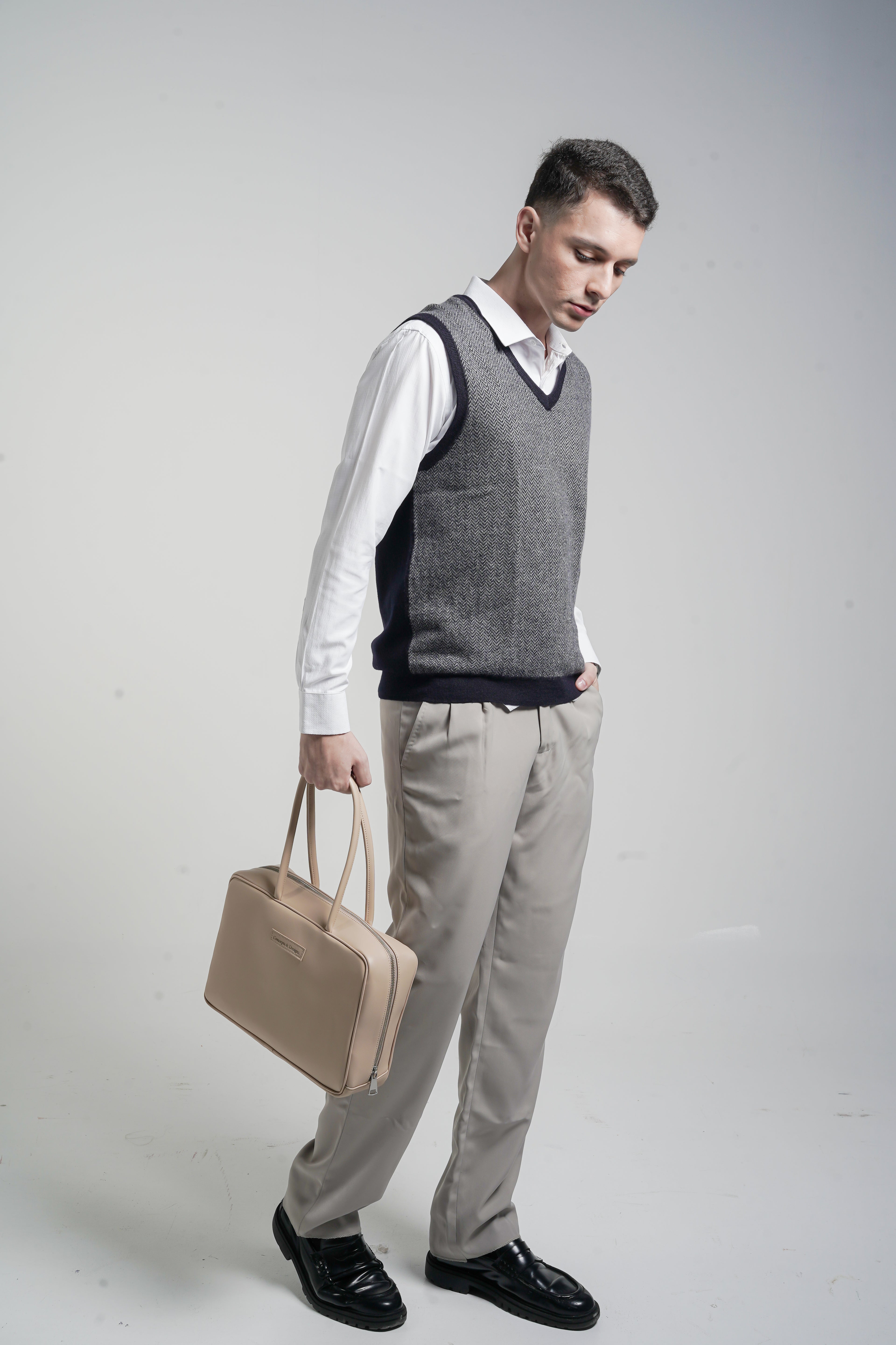 Linz Box Satchel Top Handle Bag Light Beige