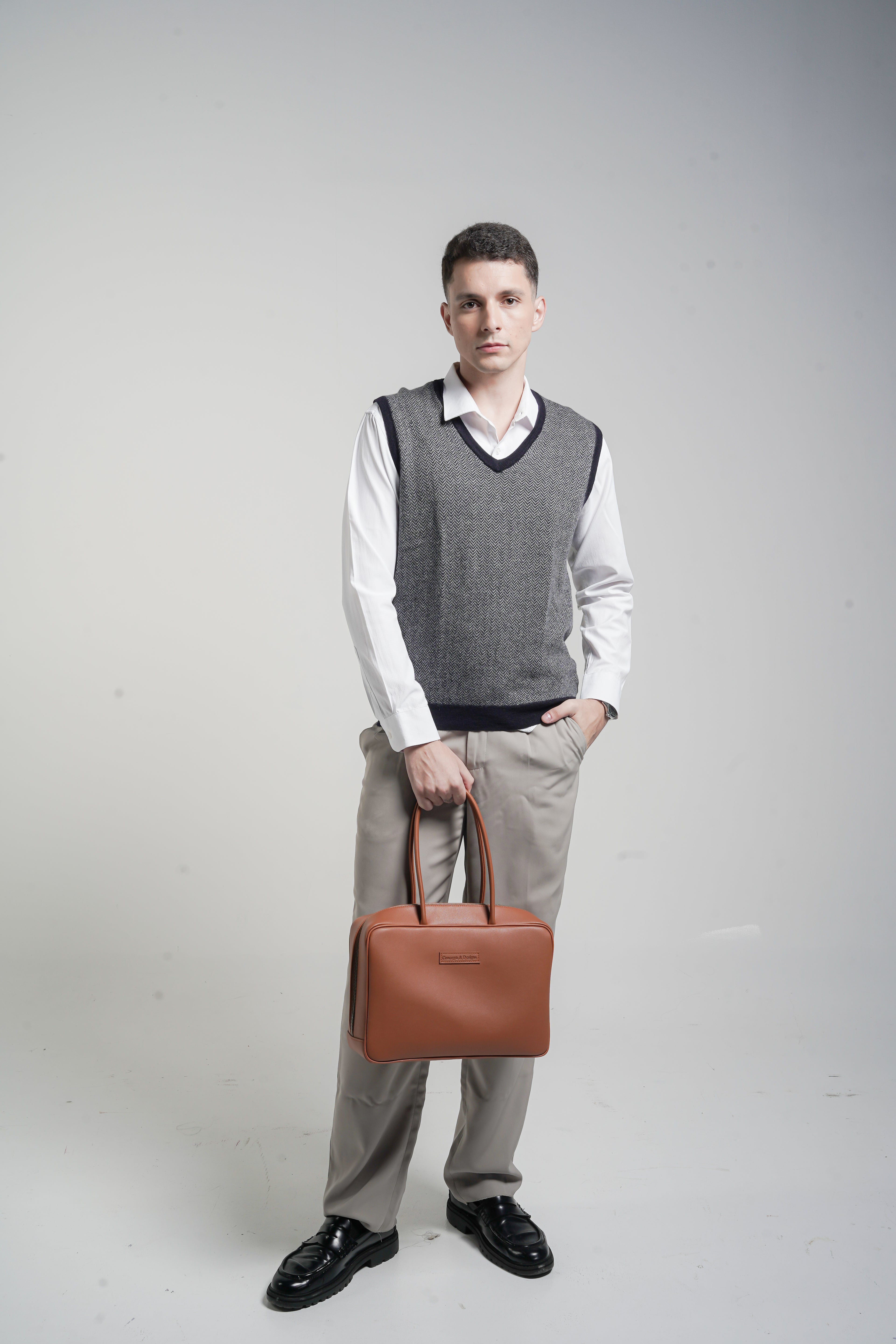 Linz Box Satchel Top Handle Bag Tan