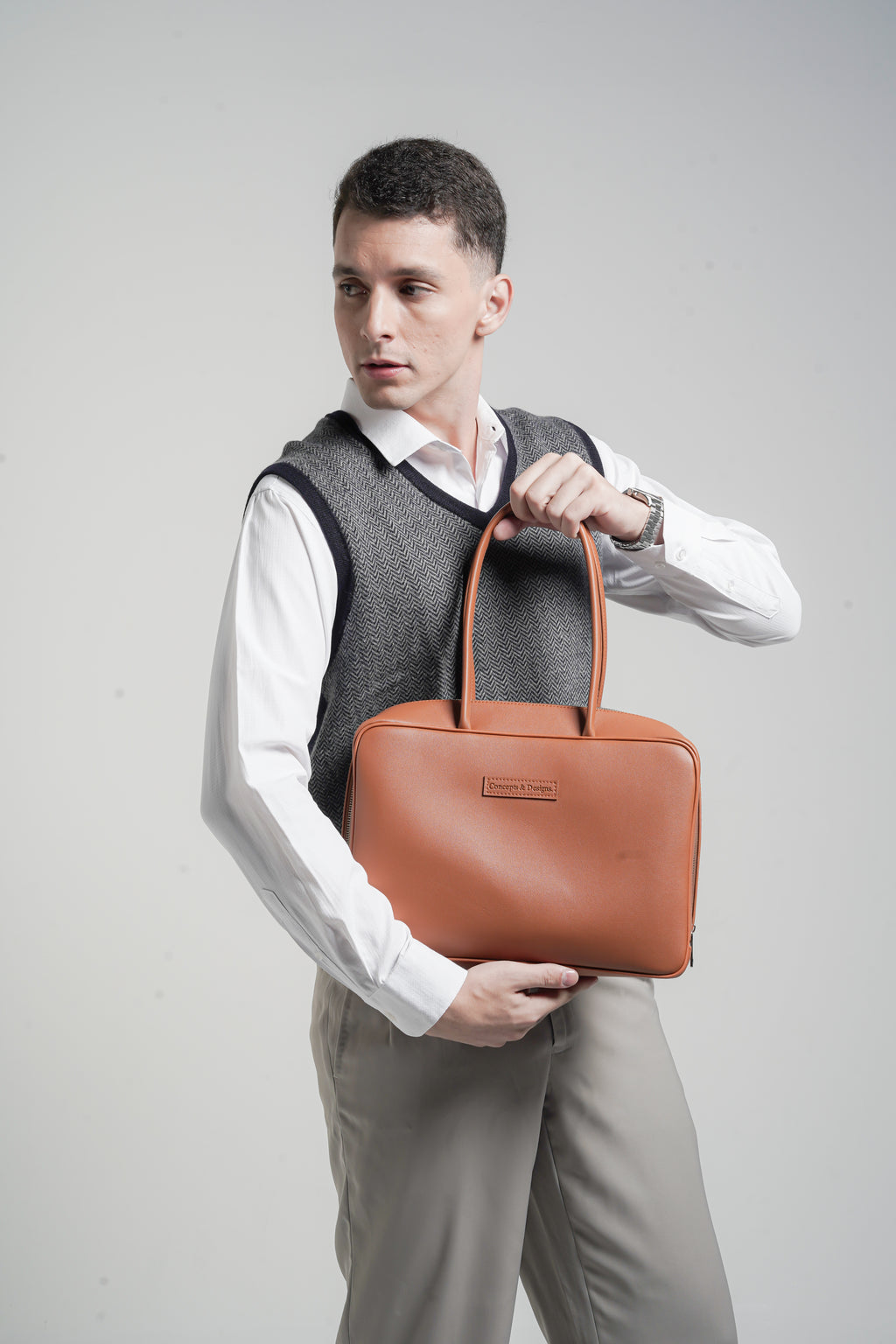 Linz Box Satchel Top Handle Bag Tan