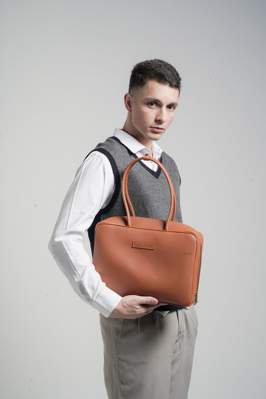 Linz Box Satchel Top Handle Bag Tan