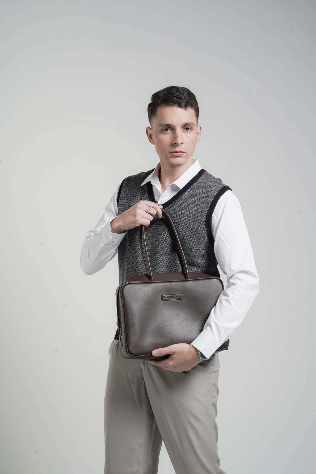 Linz Box Satchel Top Handle Bag Brown