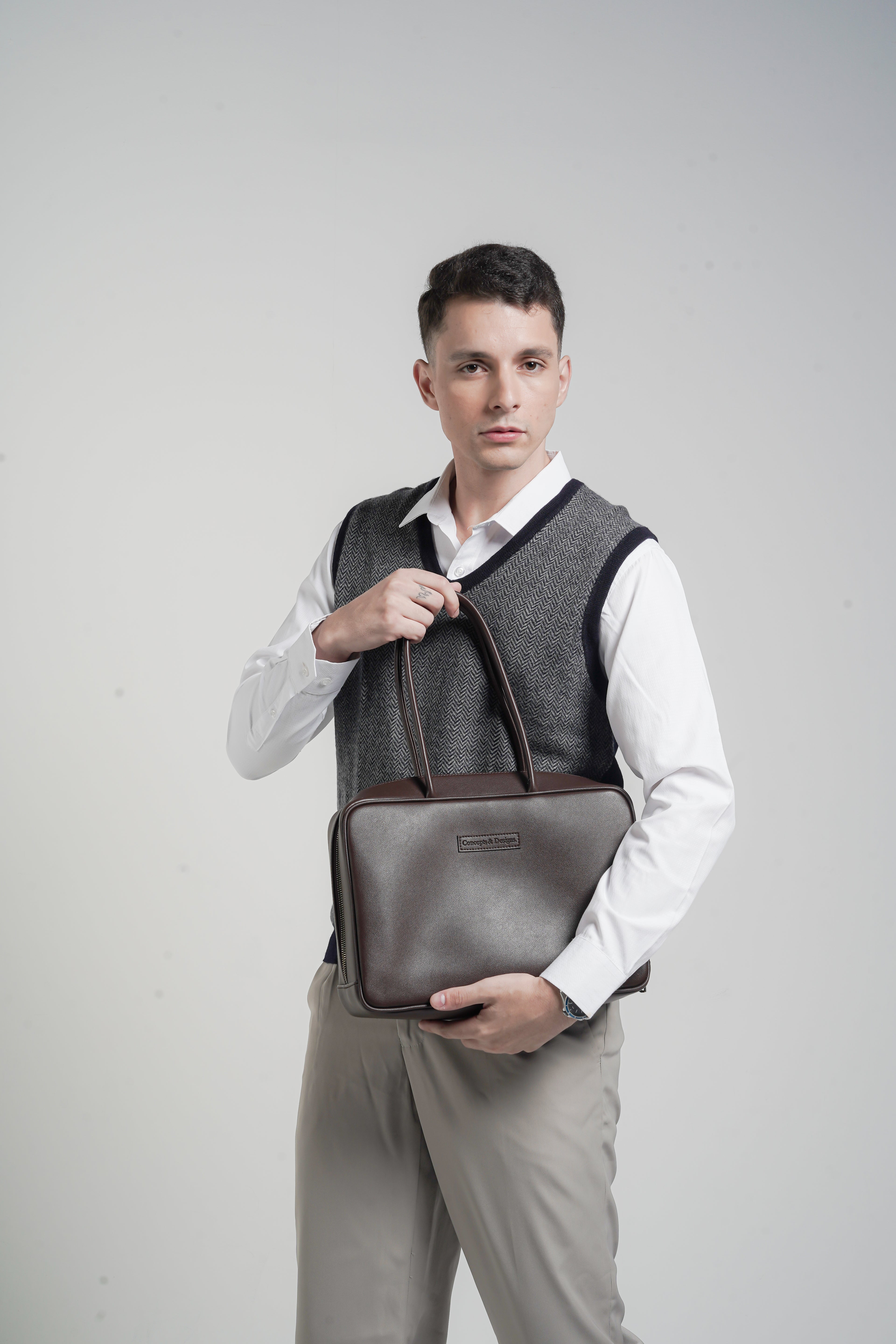 Linz Box Satchel Top Handle Bag Brown