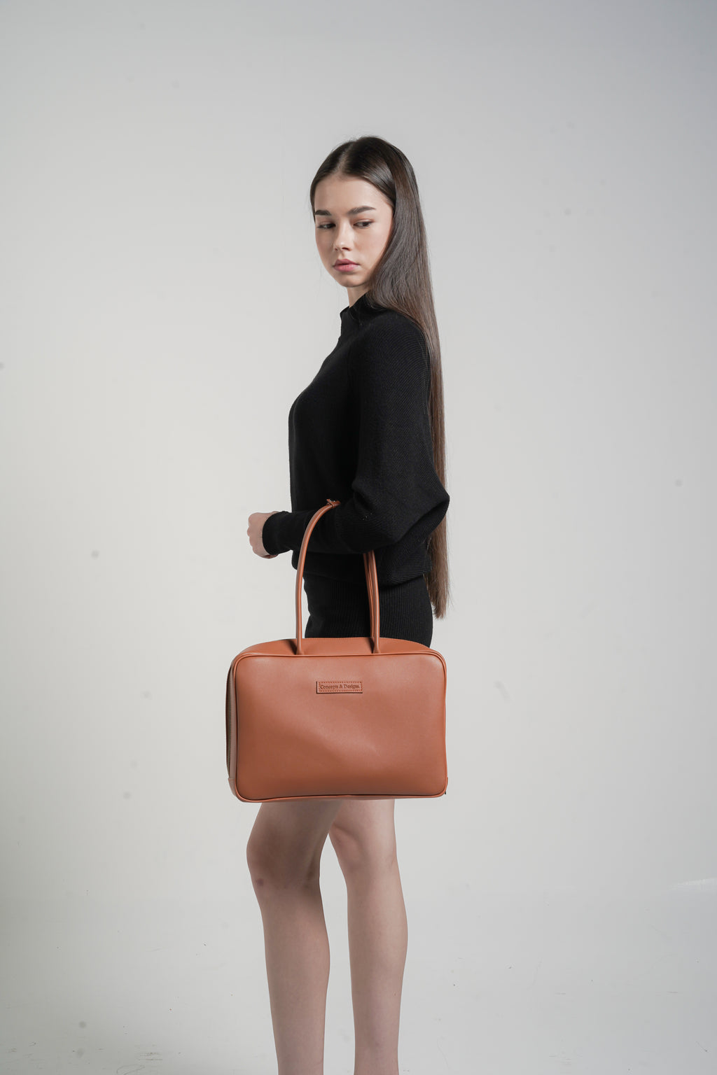 Linz Box Satchel Top Handle Bag Tan