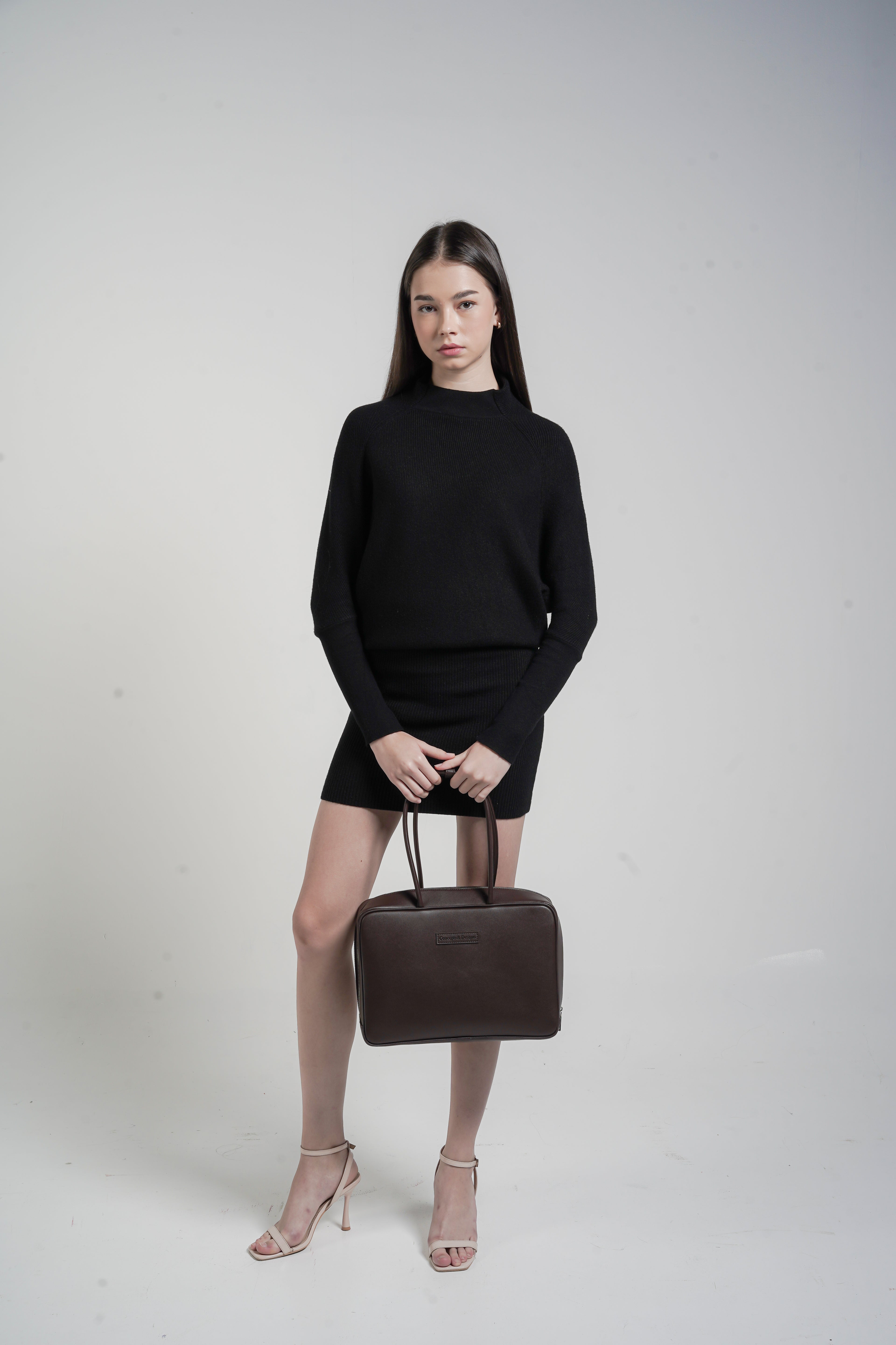 Linz Box Satchel Top Handle Bag Brown