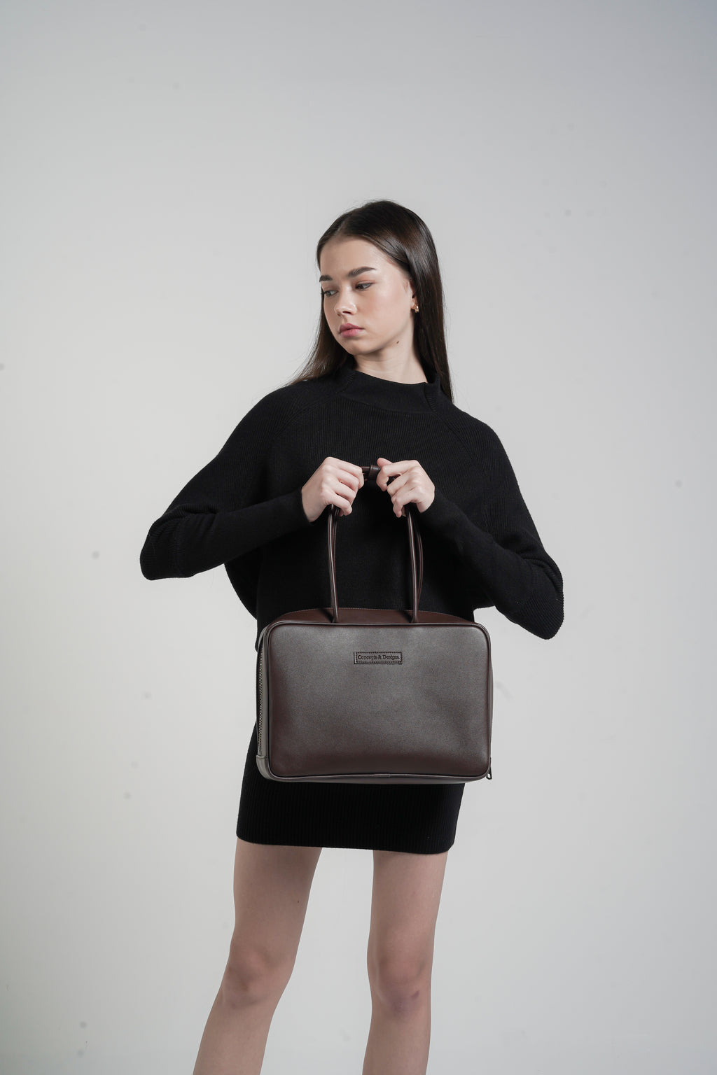Linz Box Satchel Top Handle Bag Brown