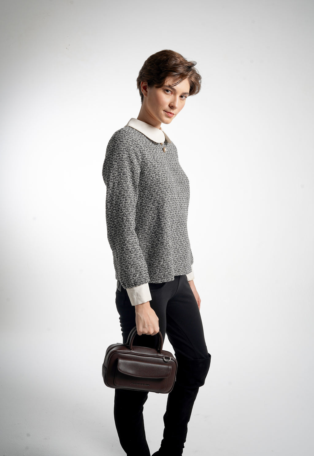 Geneva Elongated Top Handle Bag Brown