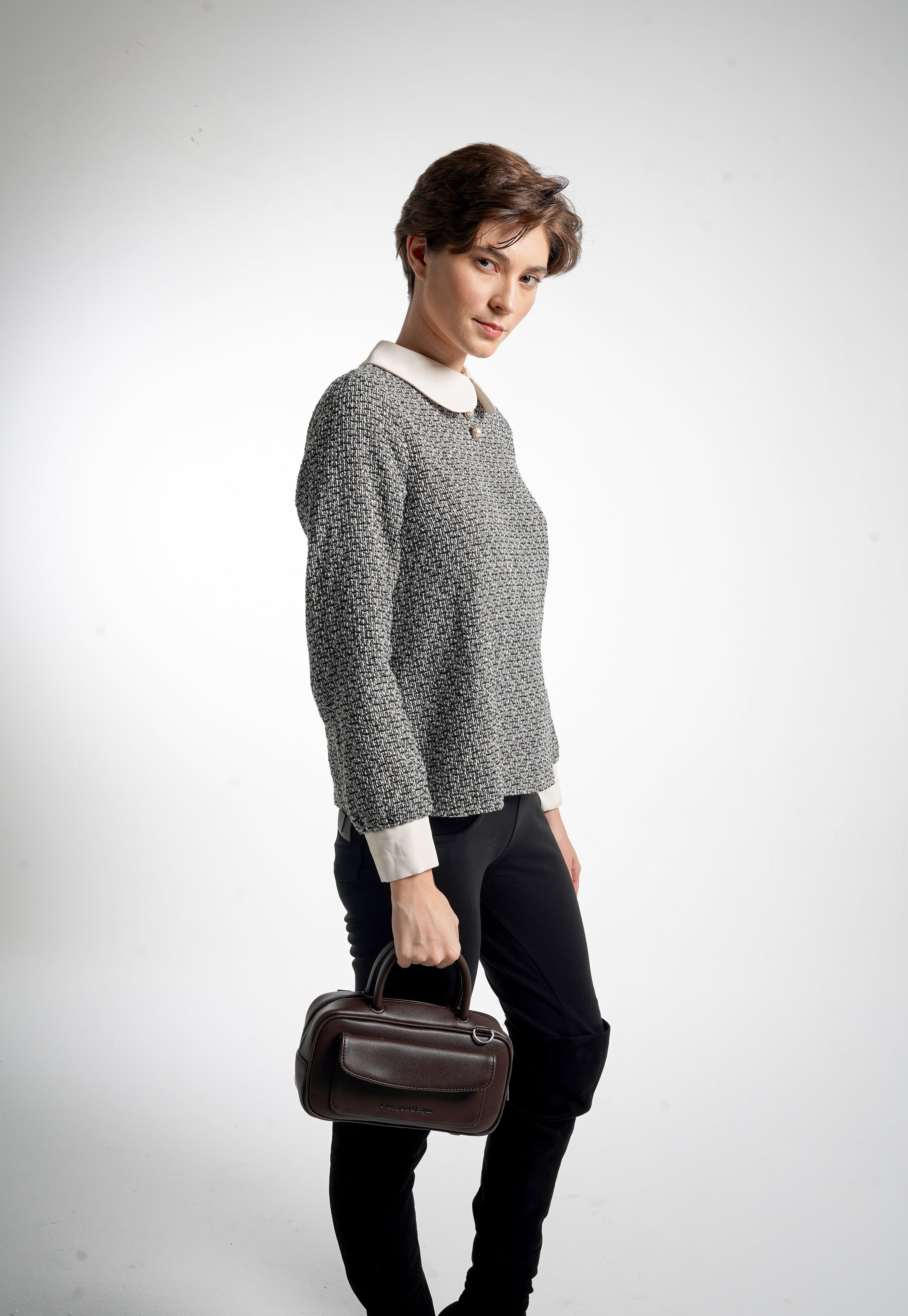 Geneva Elongated Top Handle Bag Brown