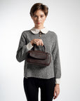 Geneva Elongated Top Handle Bag Brown