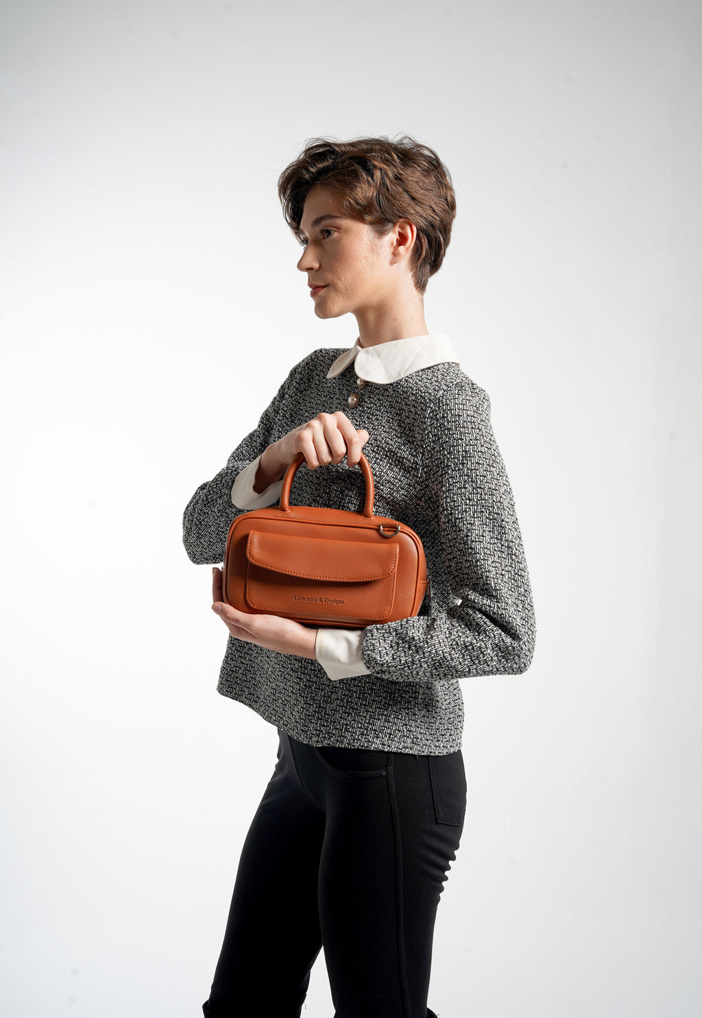 Geneva Elongated Top Handle Bag Tan