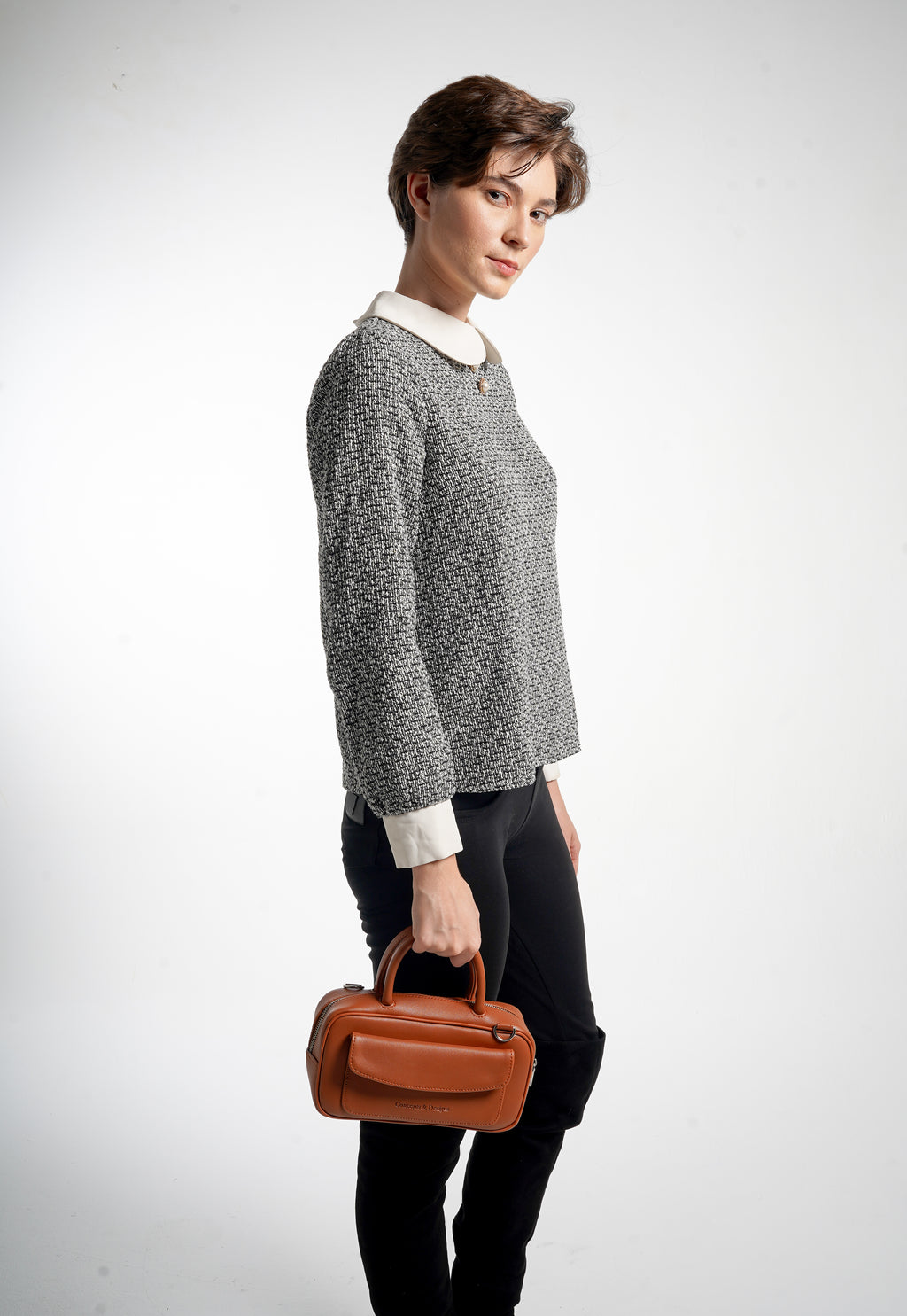 Geneva Elongated Top Handle Bag Tan