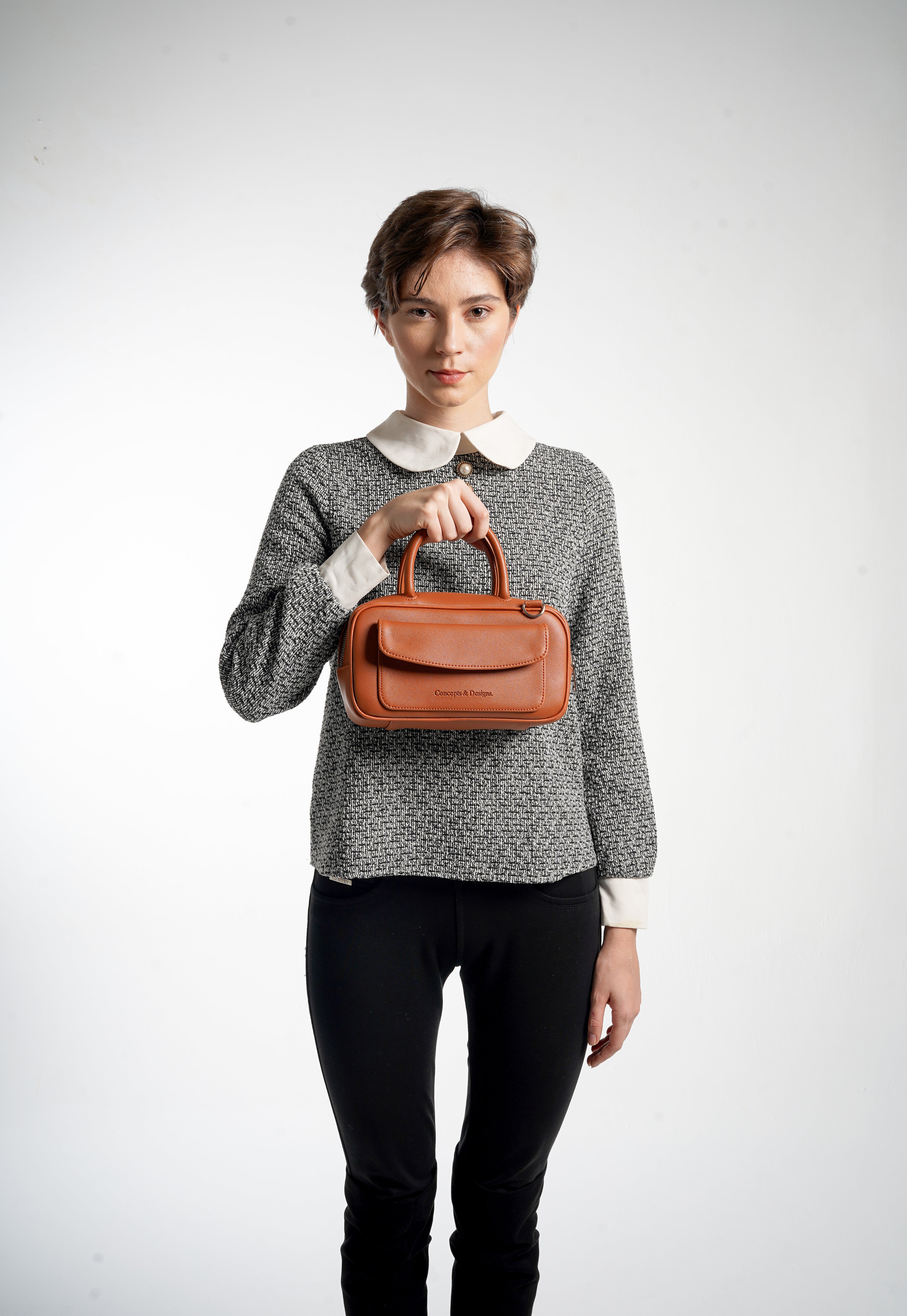 Geneva Elongated Top Handle Bag Tan