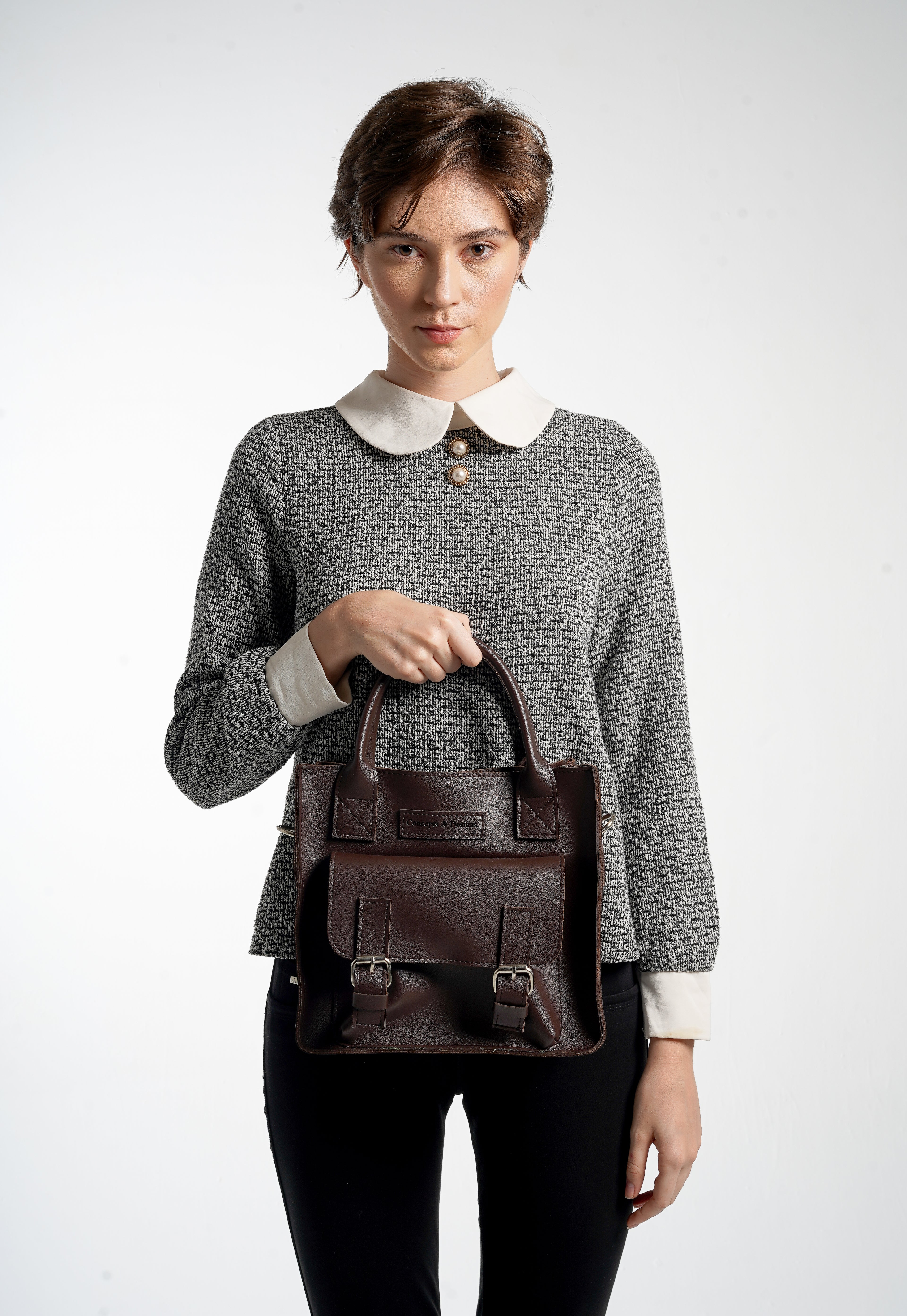 Preston Boxy Satchel Bag Brown