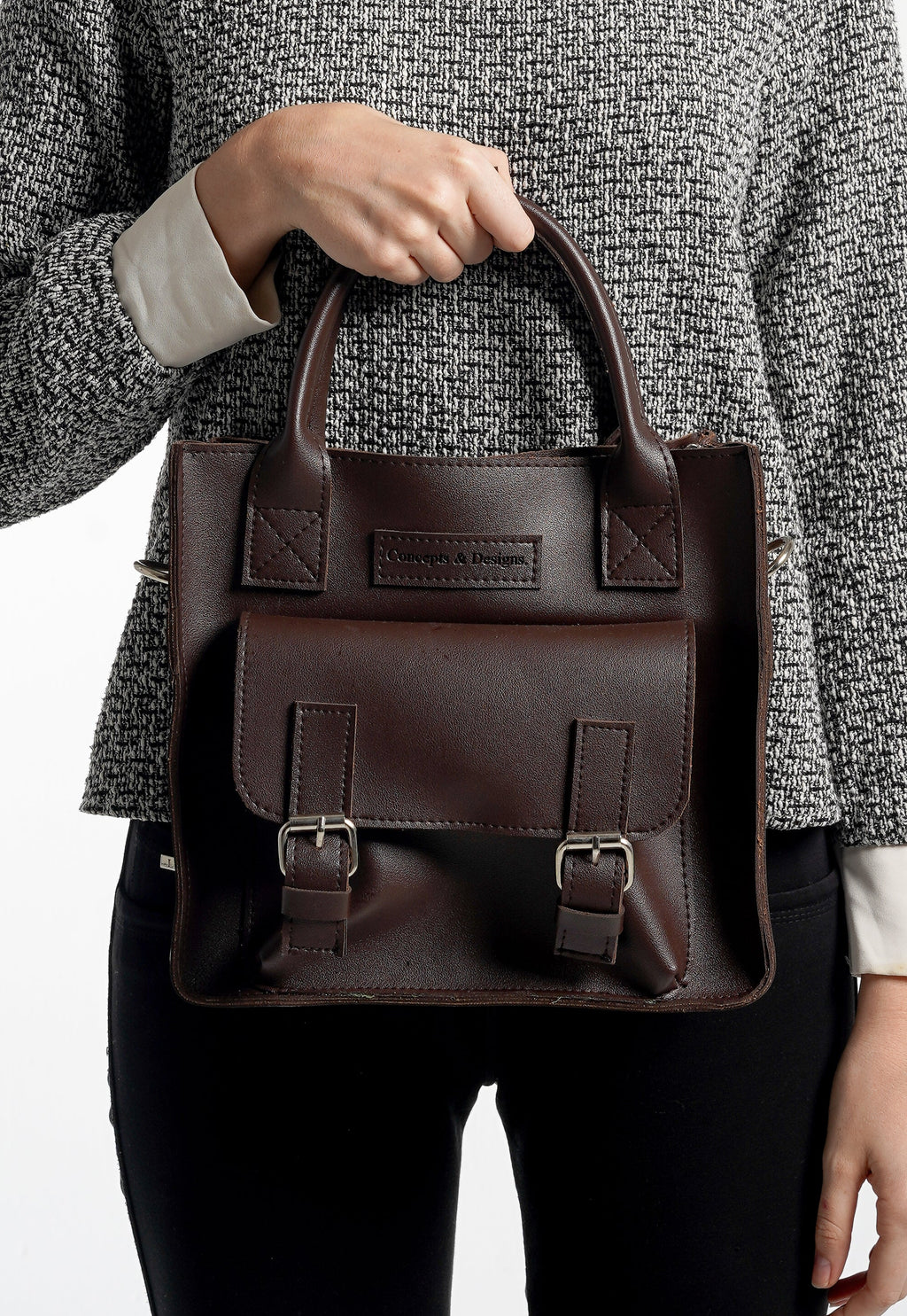 Preston Boxy Satchel Bag Brown
