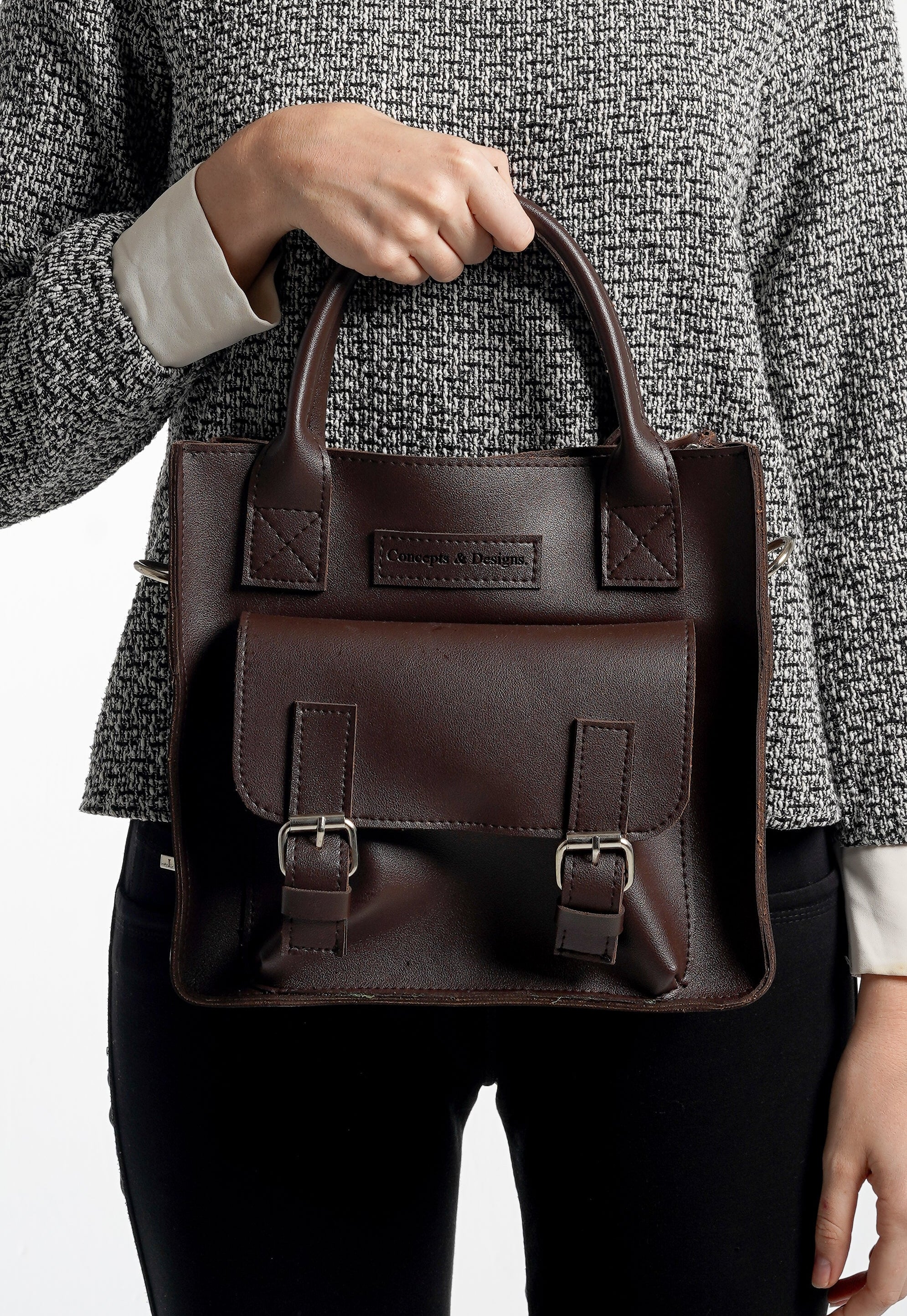 Preston Boxy Satchel Bag Brown