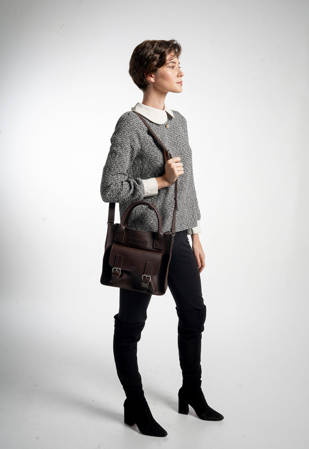 Preston Boxy Satchel Bag Brown