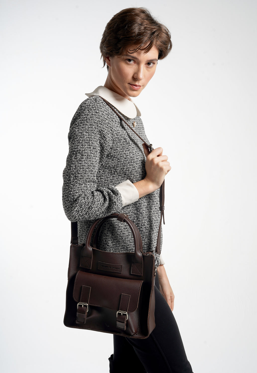Preston Boxy Satchel Bag Brown