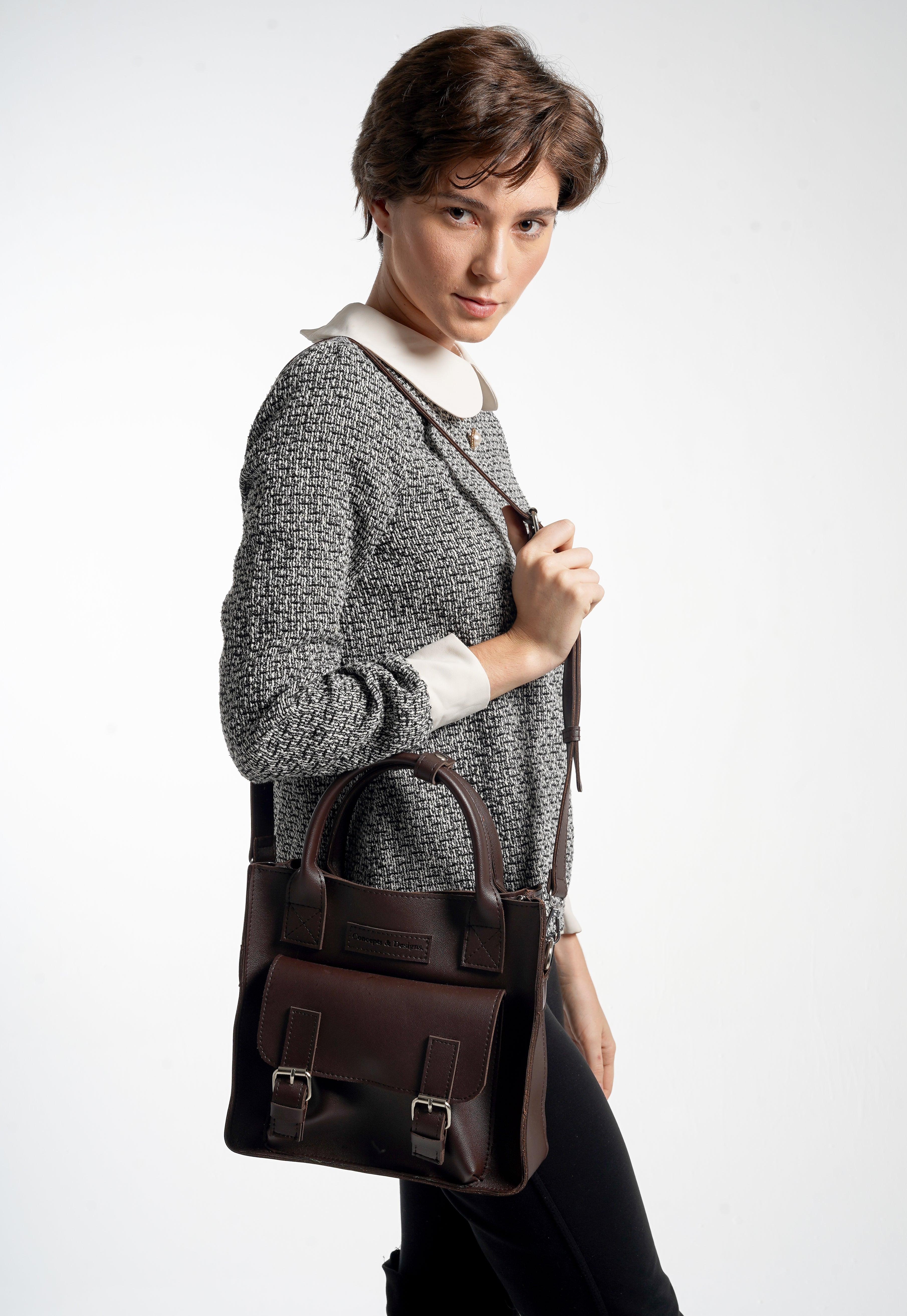 Preston Boxy Satchel Bag Brown