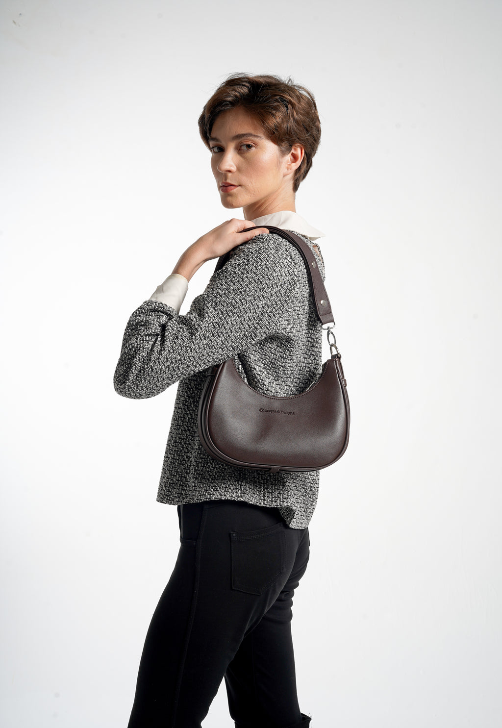 Verona Crescent Shoulder Bag Brown