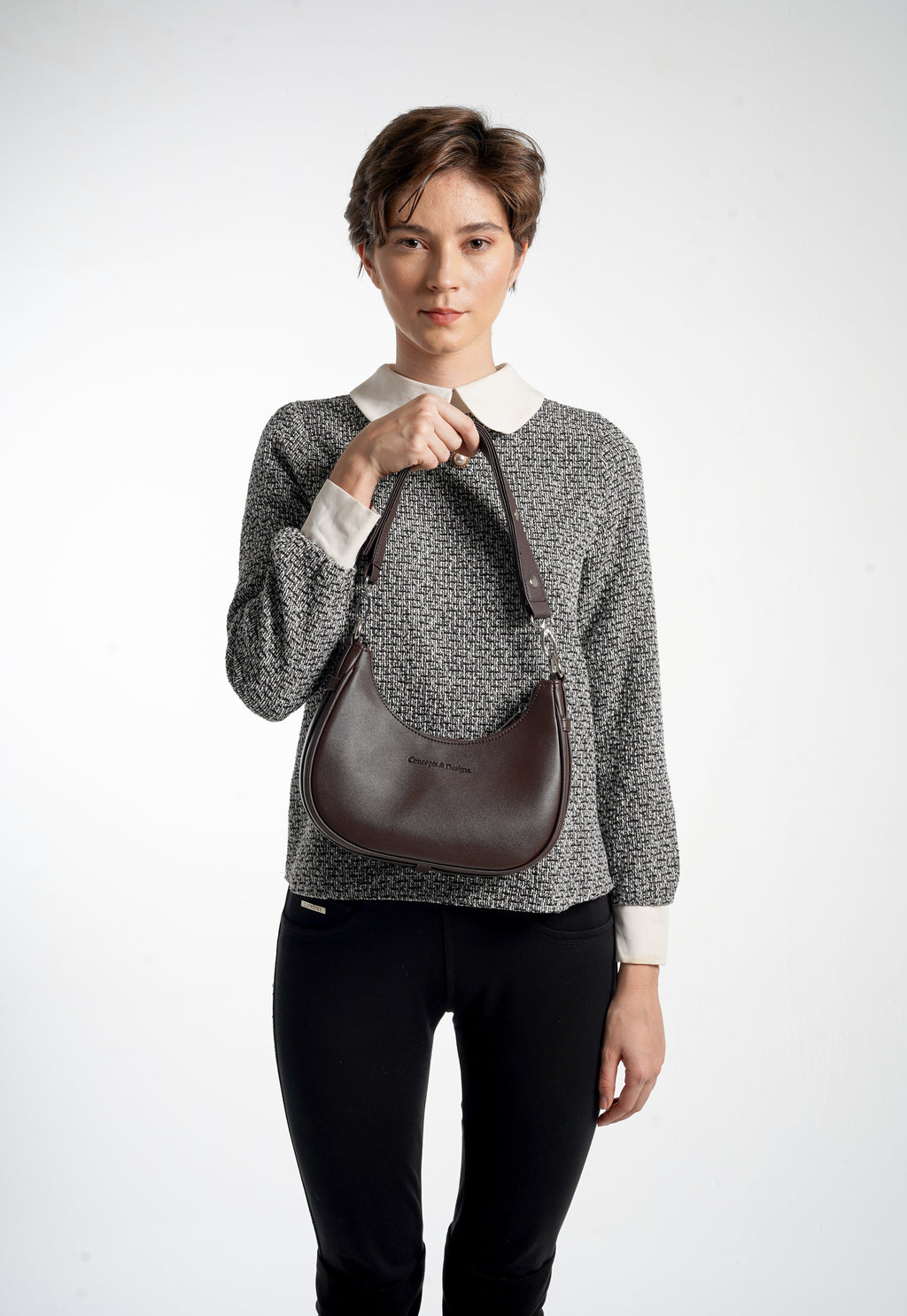 Verona Crescent Shoulder Bag Brown