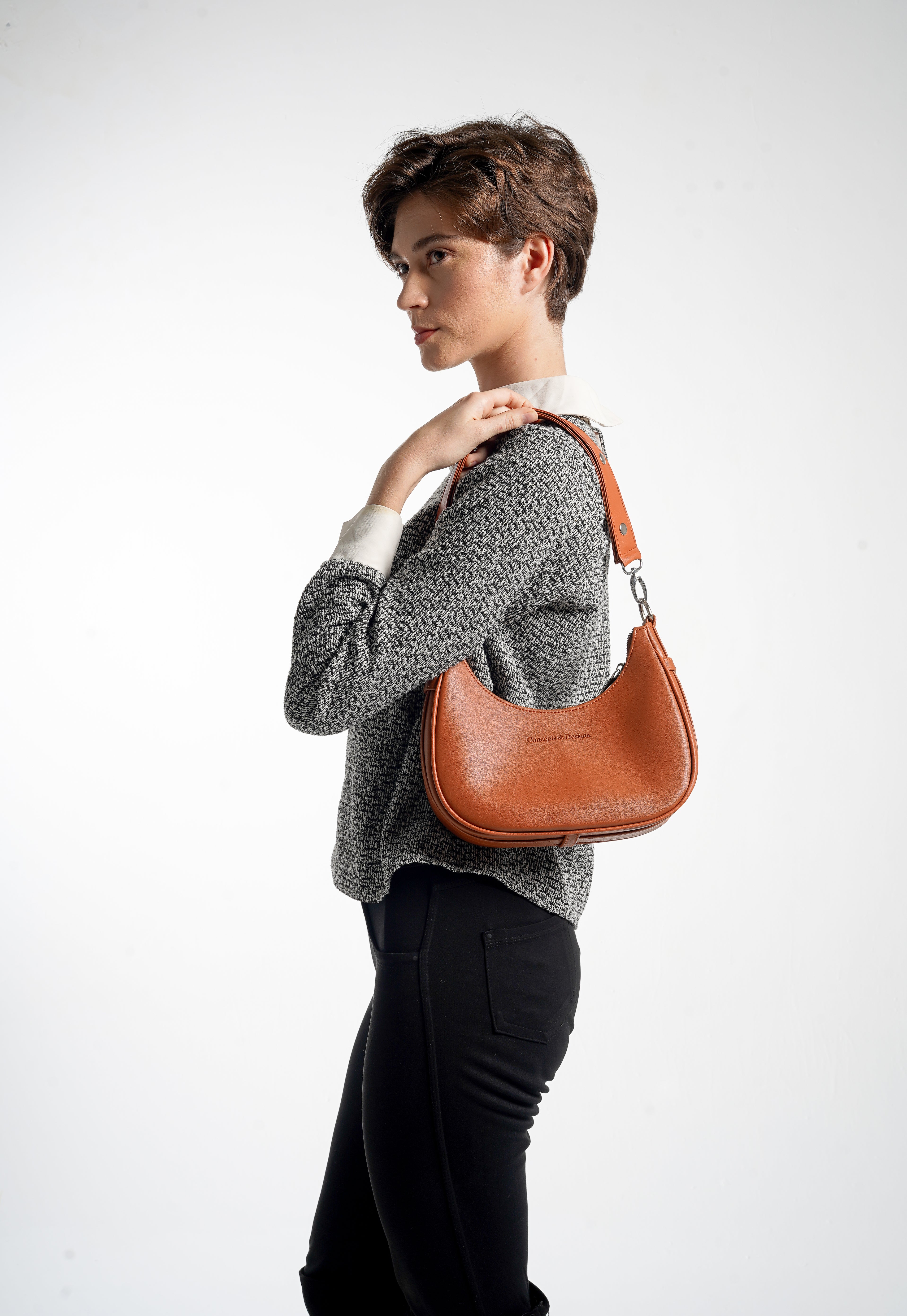 Verona Crescent Shoulder Bag Chestnut