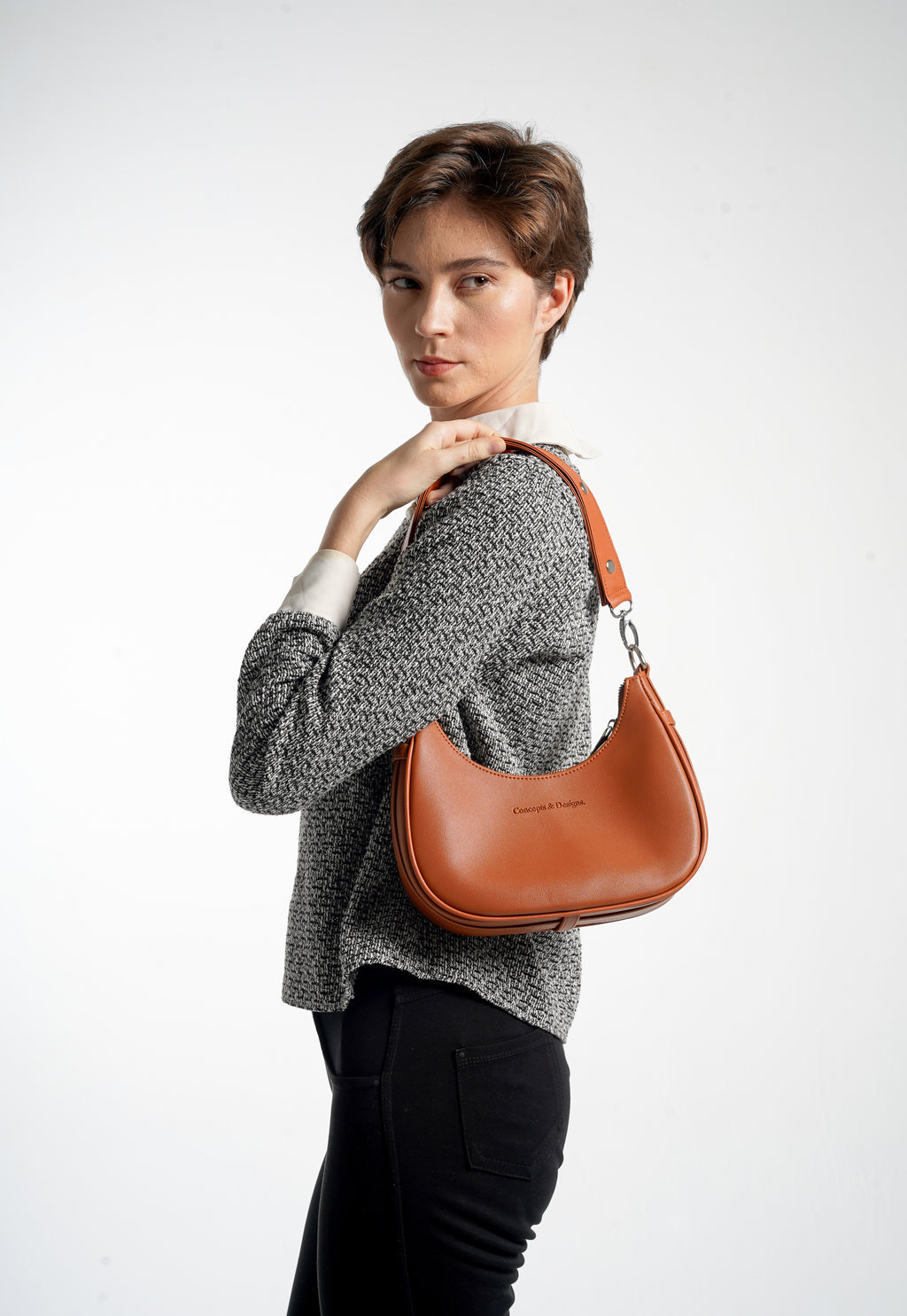 Verona Crescent Shoulder Bag Chestnut