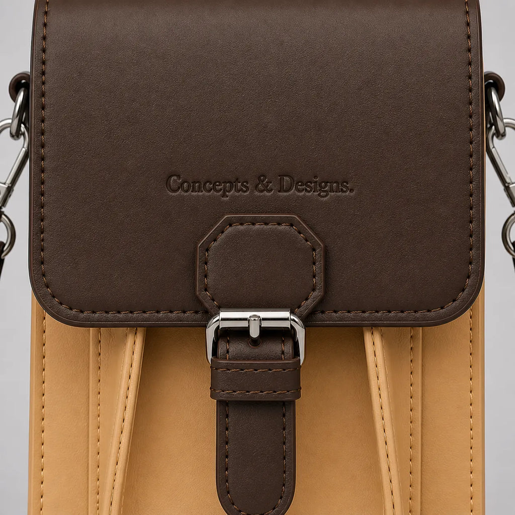 Close up of mini sling bag in Brown and Beige color
#color_affogato