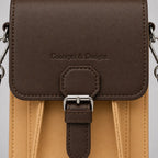 Close up of mini sling bag in Brown and Beige color
#color_affogato
