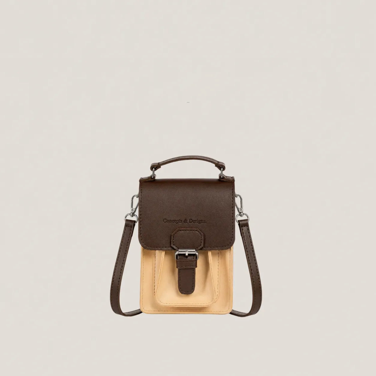 Brown and beige bag with 'Concepts & Designs' branding on a white background
#color_affogato