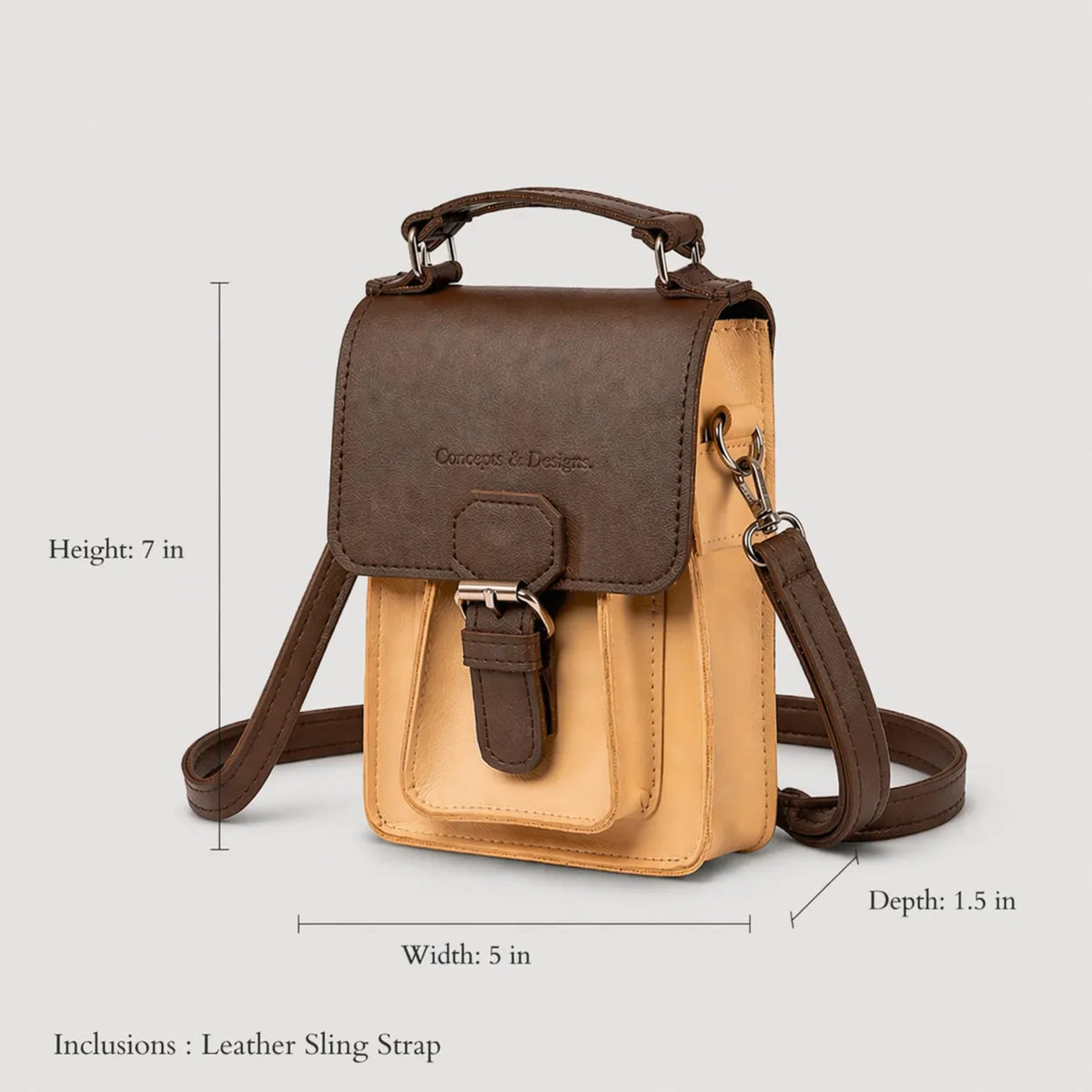 Size chart for Athens Mini Phone Sling Bag
