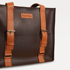 Brown totebag with tan strap close up
#color_espresso