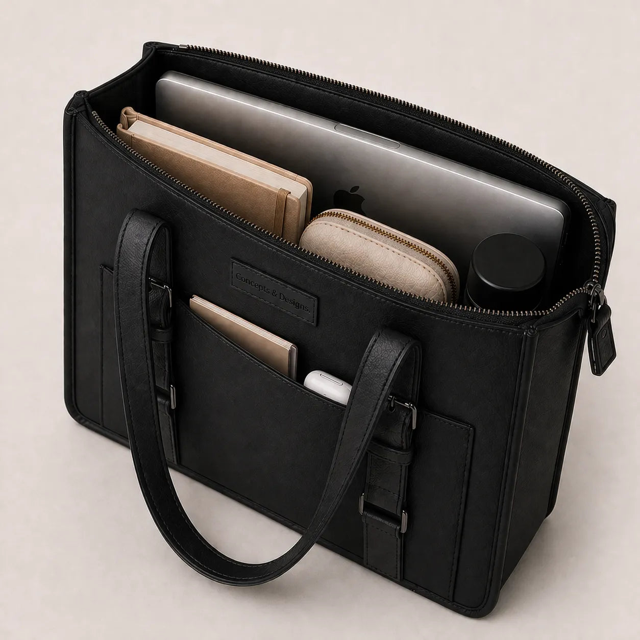 Black tote bag with content
#color_midnight