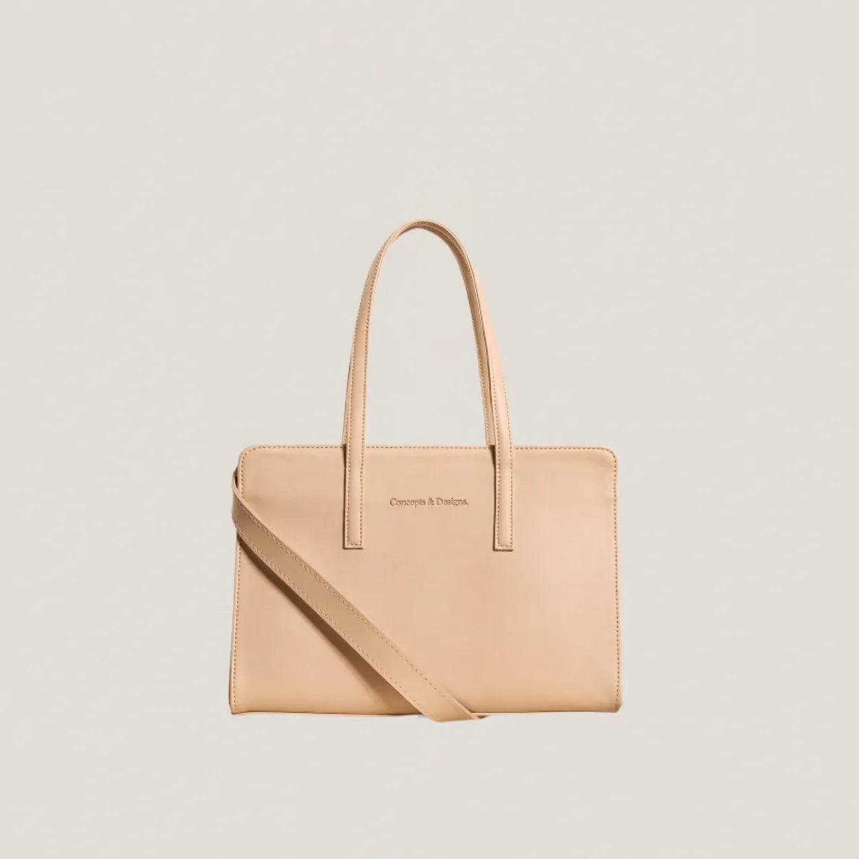 Beige handbag with a strap on a light beige background
#color_light beige
