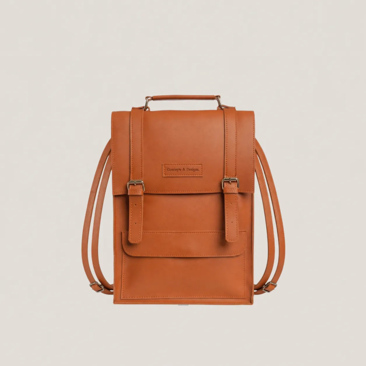 Brown leather backpack on a light beige background
#color_chestnut
