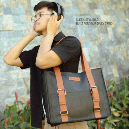 Brussels Expandable Office Leather Tote Bag / Laptop Bag