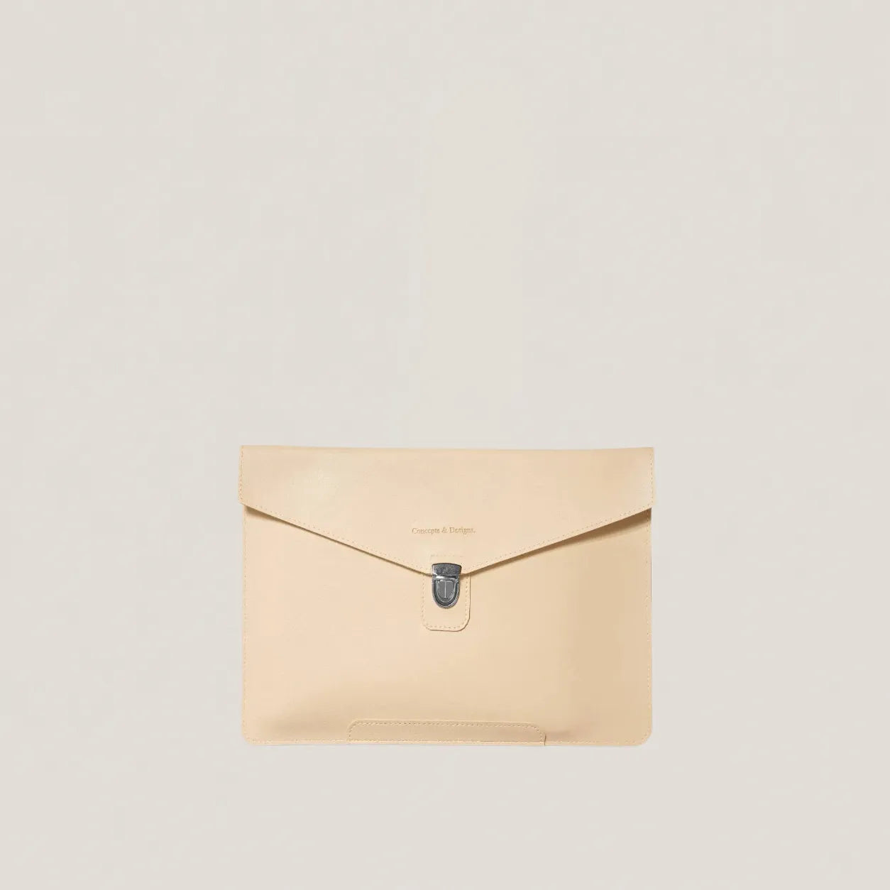 Beige envelope with a metallic clasp on a light gray background
#color_beige