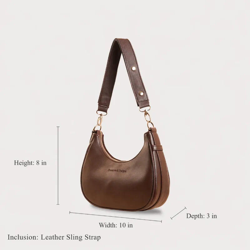 Size chart for Verona Crescent Shoulder Bag